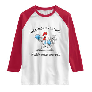 Prostate Cancer Awareness Raglan Shirt Rooster Light Blue Ribbon Survivor Chemotherapy Gift