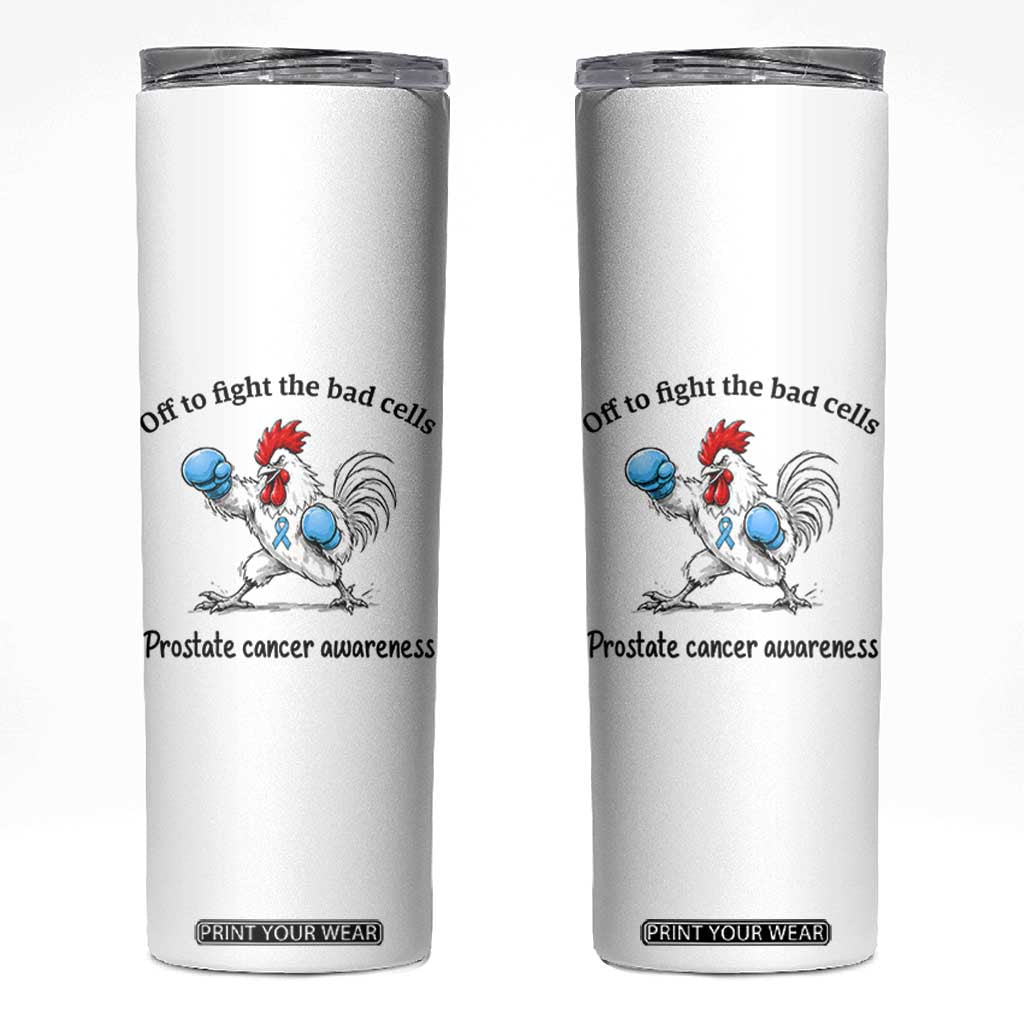 Prostate Cancer Awareness Skinny Tumbler Rooster Light Blue Ribbon Survivor Chemotherapy Gift