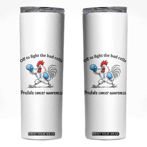 Prostate Cancer Awareness Skinny Tumbler Rooster Light Blue Ribbon Survivor Chemotherapy Gift