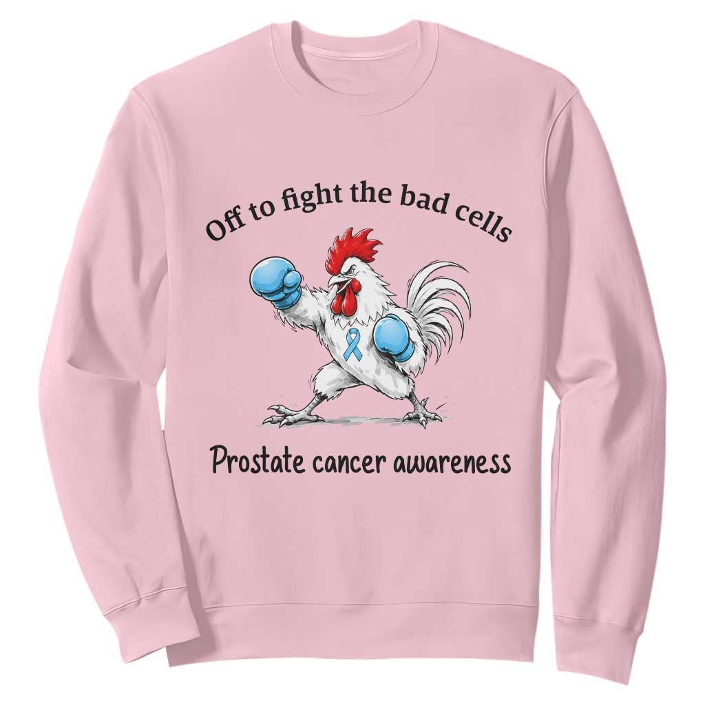 Prostate Cancer Awareness Sweatshirt Rooster Light Blue Ribbon Survivor Chemotherapy Gift