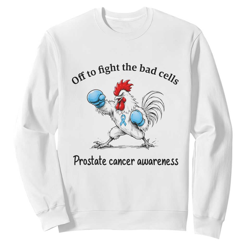 Prostate Cancer Awareness Sweatshirt Rooster Light Blue Ribbon Survivor Chemotherapy Gift