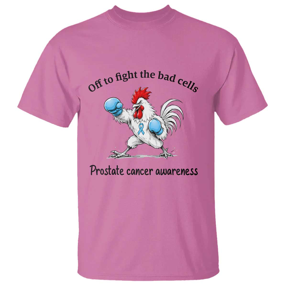 Prostate Cancer Awareness T Shirt Rooster Light Blue Ribbon Survivor Chemotherapy Gift