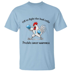 Prostate Cancer Awareness T Shirt Rooster Light Blue Ribbon Survivor Chemotherapy Gift