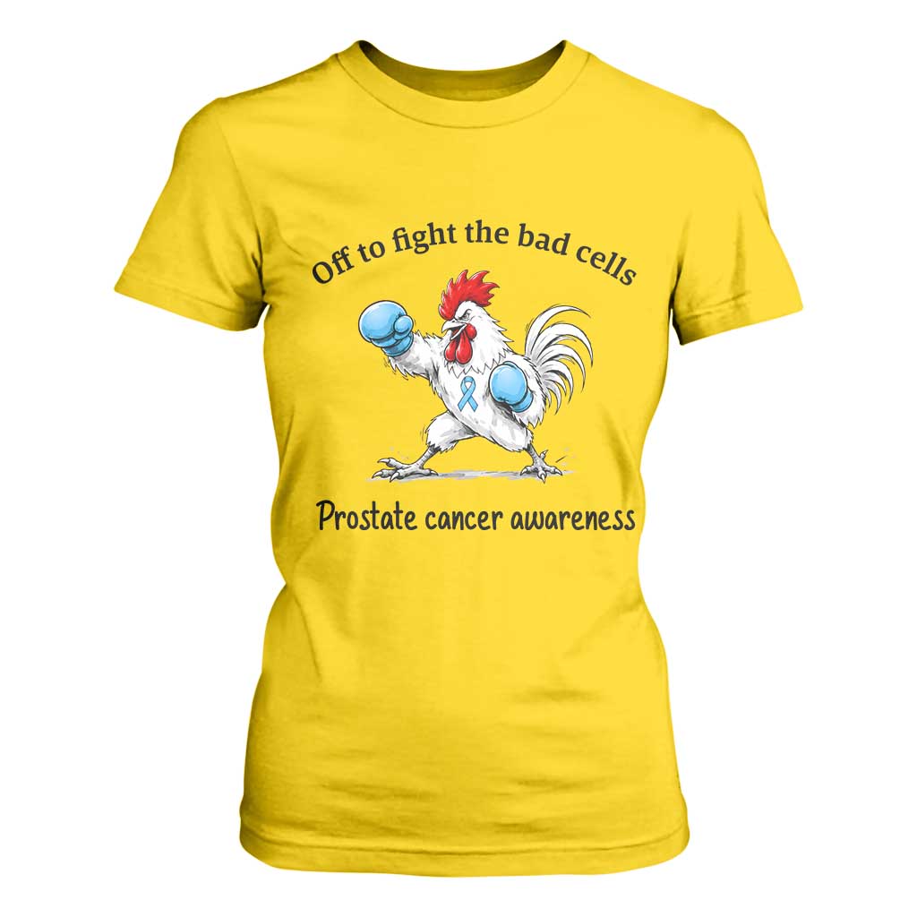 Prostate Cancer Awareness T Shirt For Women Rooster Light Blue Ribbon Survivor Chemotherapy Gift