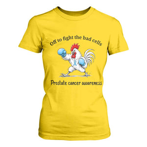 Prostate Cancer Awareness T Shirt For Women Rooster Light Blue Ribbon Survivor Chemotherapy Gift