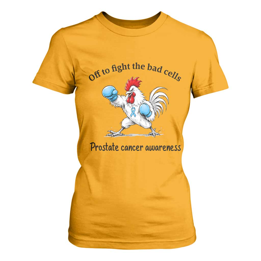 Prostate Cancer Awareness T Shirt For Women Rooster Light Blue Ribbon Survivor Chemotherapy Gift