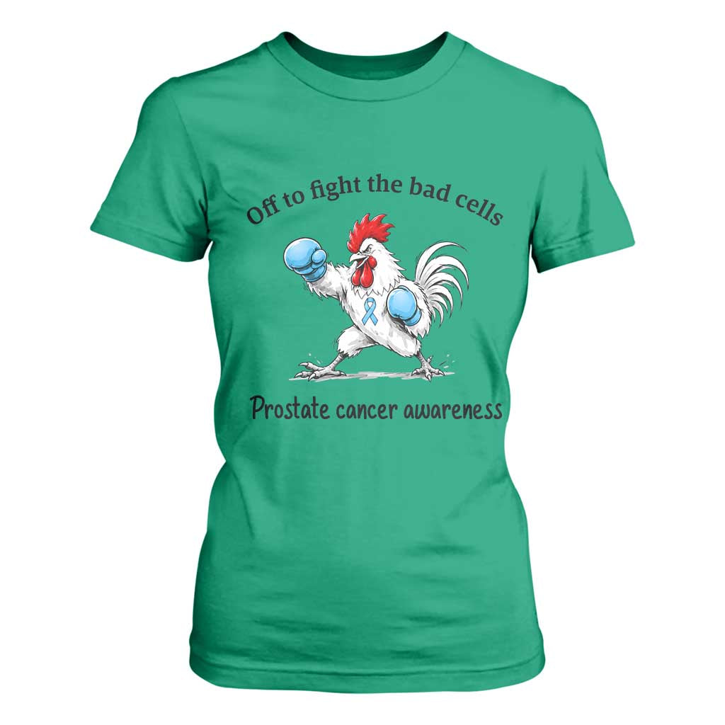 Prostate Cancer Awareness T Shirt For Women Rooster Light Blue Ribbon Survivor Chemotherapy Gift