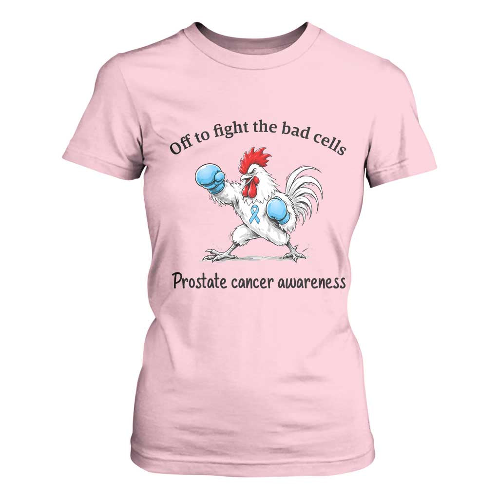 Prostate Cancer Awareness T Shirt For Women Rooster Light Blue Ribbon Survivor Chemotherapy Gift