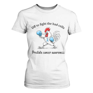 Prostate Cancer Awareness T Shirt For Women Rooster Light Blue Ribbon Survivor Chemotherapy Gift