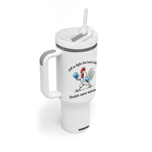 Prostate Cancer Awareness Tumbler With Handle Rooster Light Blue Ribbon Survivor Chemotherapy Gift