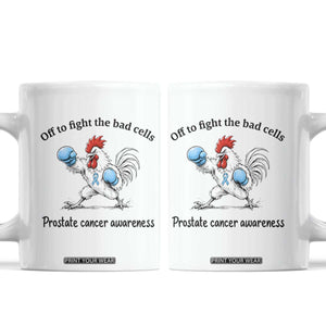 Prostate Cancer Awareness Coffee Mug Rooster Light Blue Ribbon Survivor Chemotherapy Gift