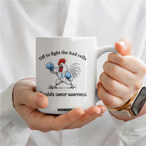Prostate Cancer Awareness Coffee Mug Rooster Light Blue Ribbon Survivor Chemotherapy Gift
