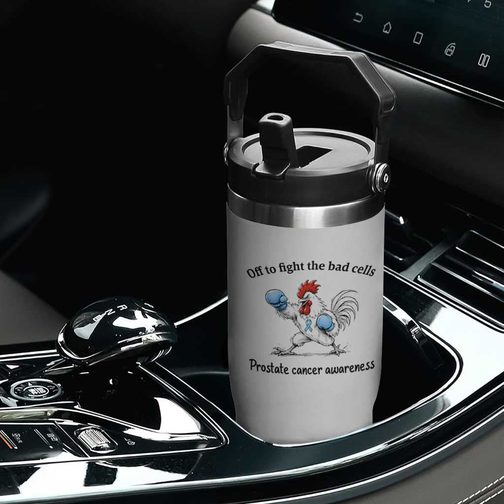Prostate Cancer Awareness Flip Straw Tumbler Rooster Light Blue Ribbon Survivor Chemotherapy Gift