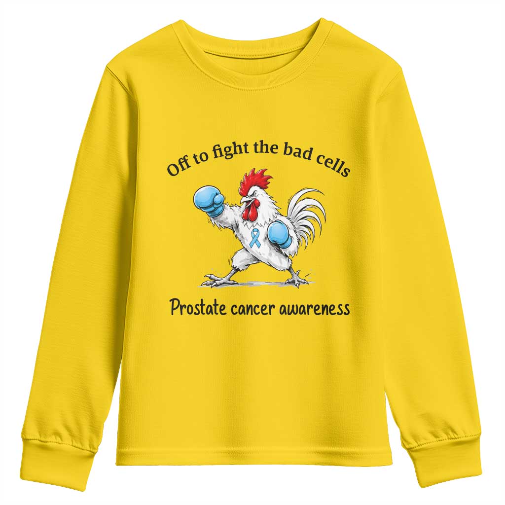 Prostate Cancer Awareness Youth Sweatshirt Rooster Light Blue Ribbon Survivor Chemotherapy Gift
