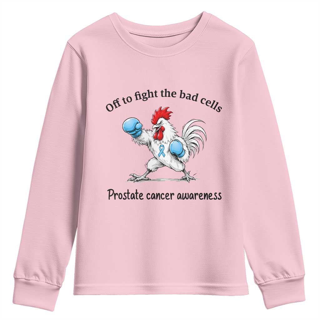 Prostate Cancer Awareness Youth Sweatshirt Rooster Light Blue Ribbon Survivor Chemotherapy Gift