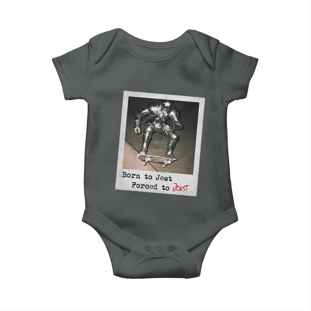 Knights Meme Baby Onesie Born to Jest Forced to Joust TS10 Dark Heather Print Your Wear