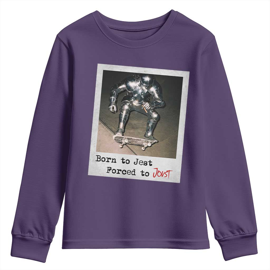 Knights Meme Youth Sweatshirt Born to Jest Forced to Joust TS10 Purple Print Your Wear