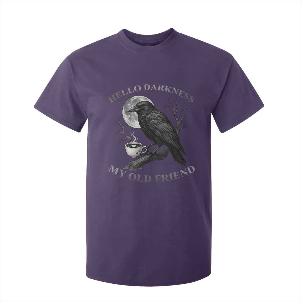 Funny Crow Coffee T Shirt For Kid Raven Spooky Halloween Hello Darkness My Old Friend TS10 Purple Print Your Wear