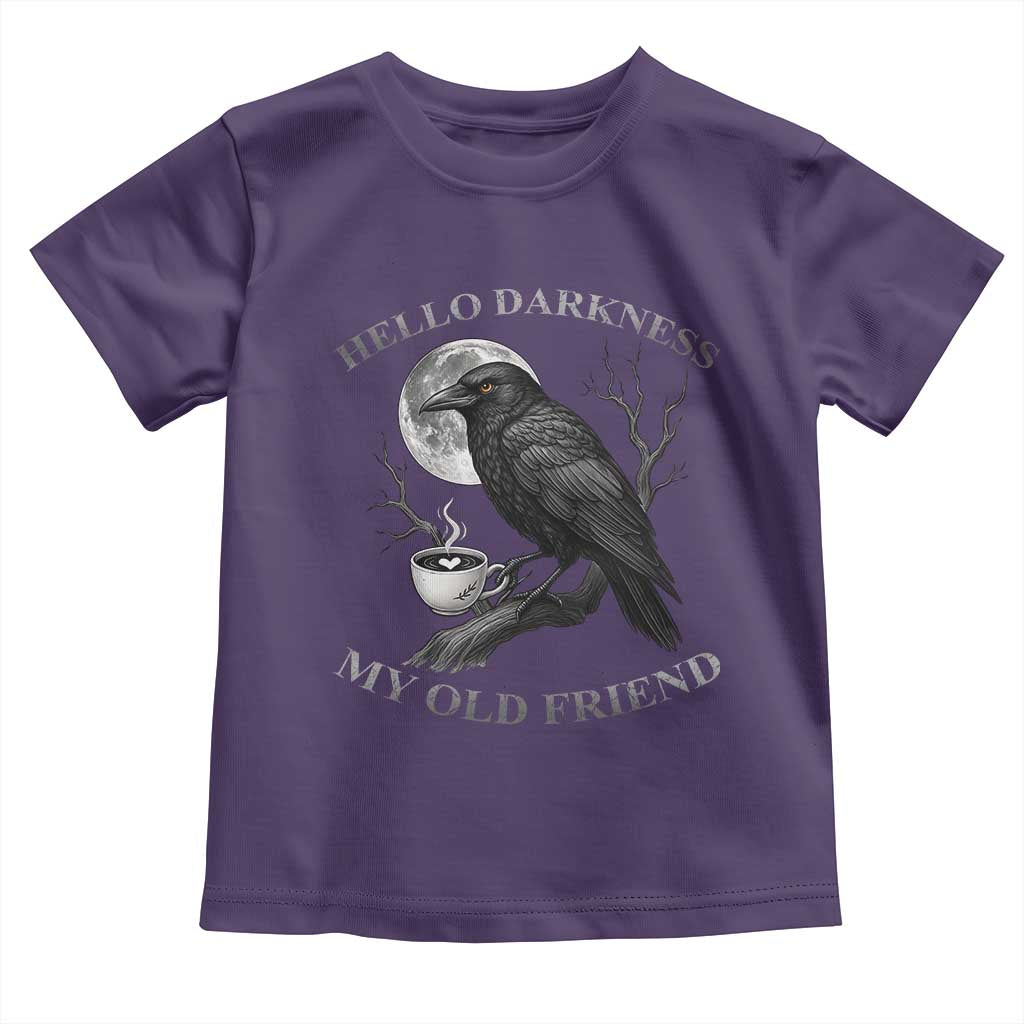 Funny Crow Coffee Toddler T Shirt Raven Spooky Halloween Hello Darkness My Old Friend TS10 Purple Print Your Wear