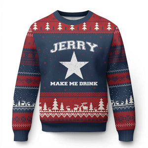 Jerry Makes Me Drink Ugly Christmas Sweater Hilarious I Love Dallas TS10 Navy Red Print Your Wear