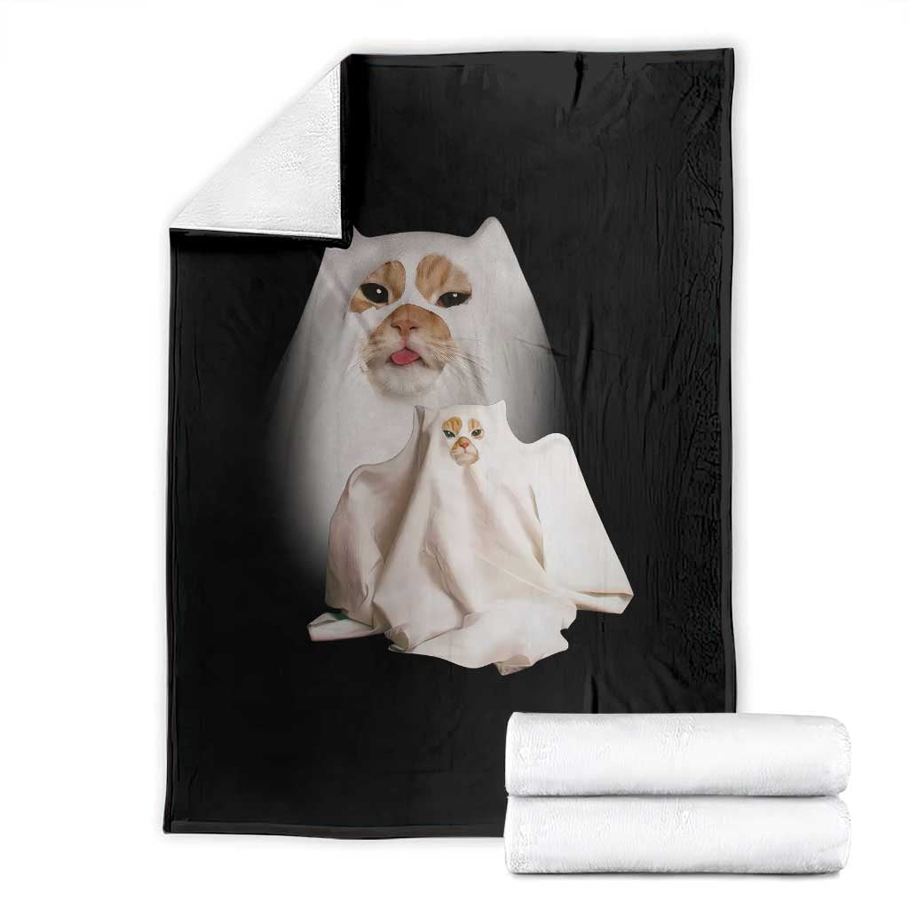 Funny Halloween Ghost Cat Meme Throw Blanket TS10 Black Print Your Wear