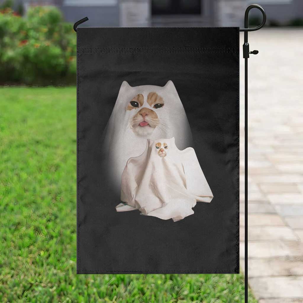 Funny Halloween Ghost Cat Meme Garden Flag TS10 Print Your Wear