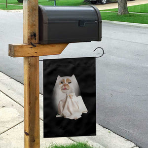 Funny Halloween Ghost Cat Meme Garden Flag TS10 Print Your Wear