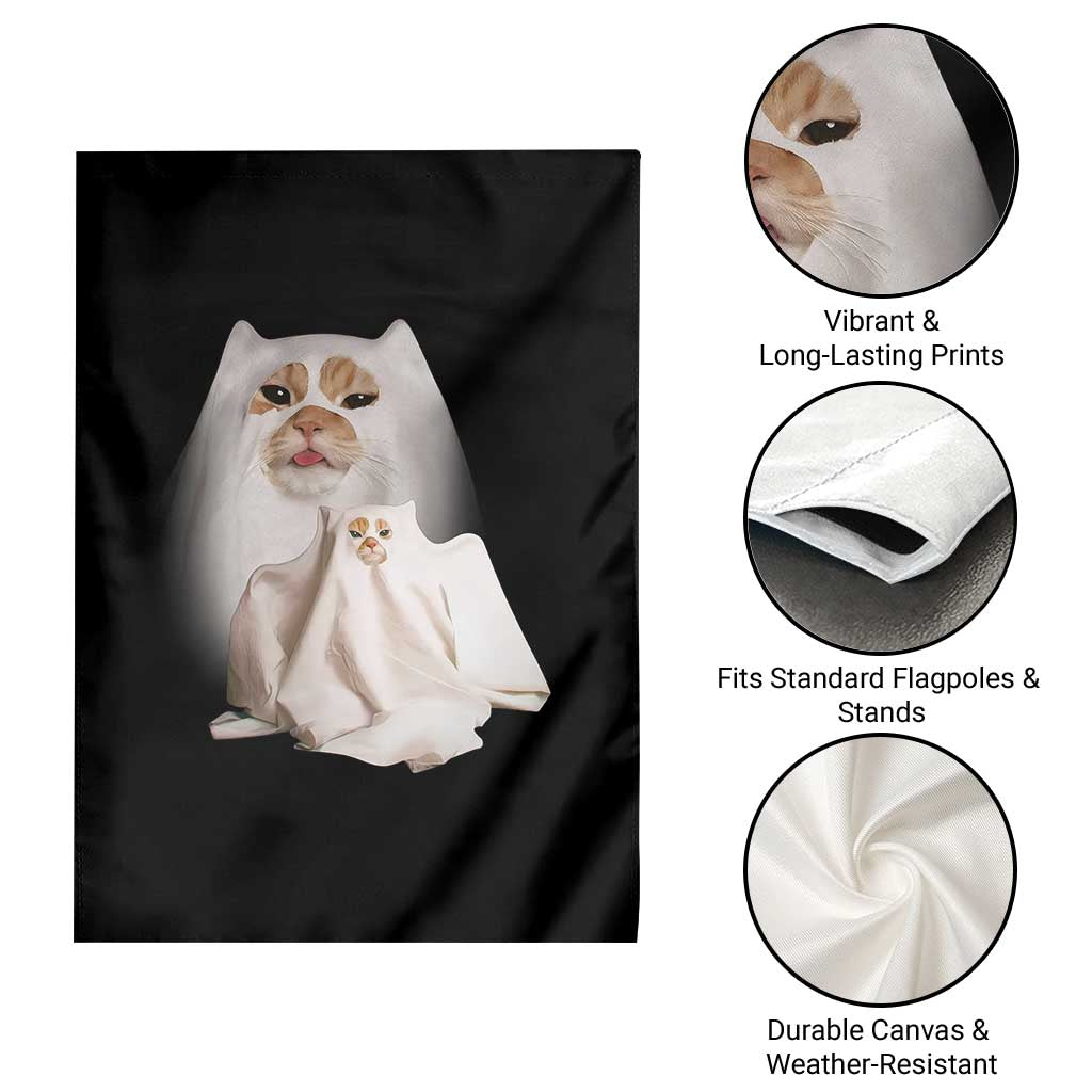 Funny Halloween Ghost Cat Meme Garden Flag TS10 Print Your Wear