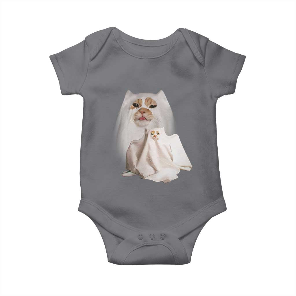 Funny Halloween Ghost Cat Meme Baby Onesie TS10 Charcoal Print Your Wear