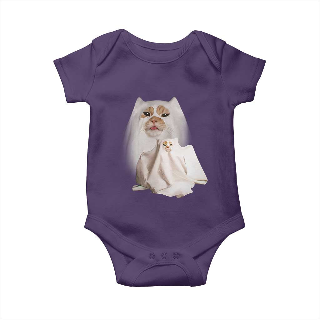 Funny Halloween Ghost Cat Meme Baby Onesie TS10 Purple Print Your Wear