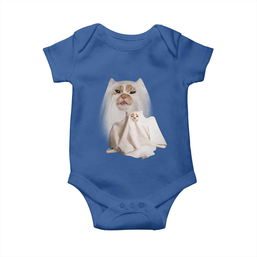 Funny Halloween Ghost Cat Meme Baby Onesie TS10 Royal Blue Print Your Wear