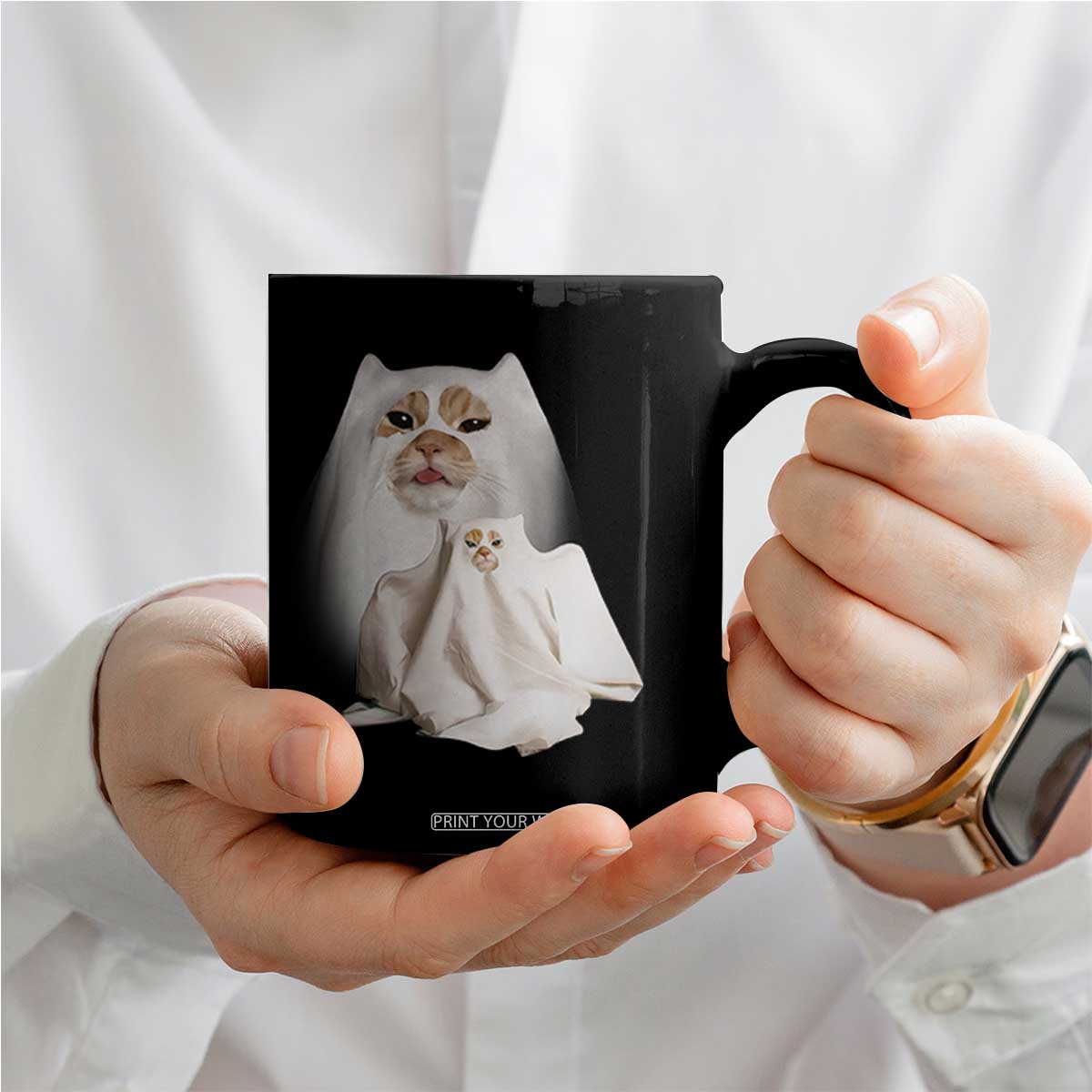 Funny Halloween Ghost Cat Meme Coffee Mug TS10 Print Your Wear