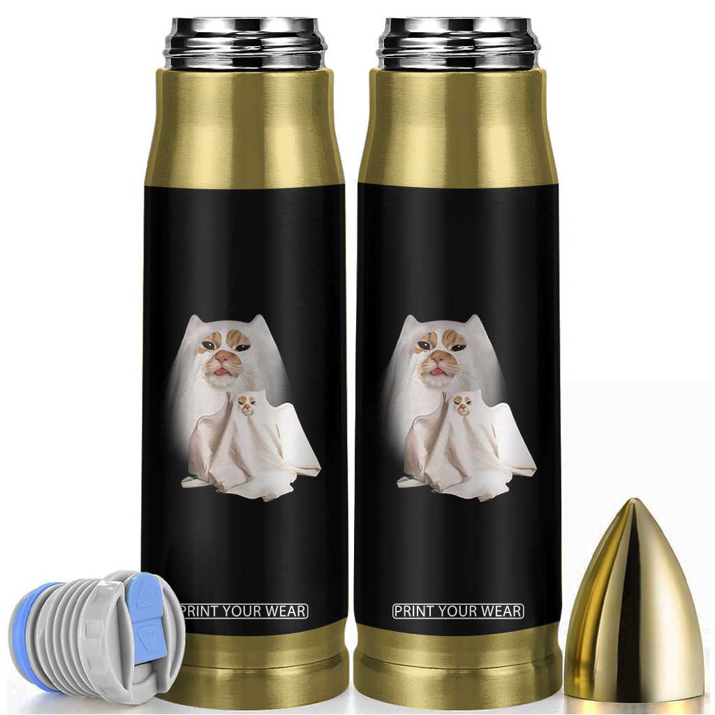 Funny Halloween Ghost Cat Meme Bullet Tumbler TS10 Black Print Your Wear