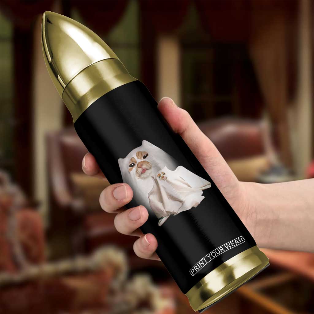 Funny Halloween Ghost Cat Meme Bullet Tumbler TS10 Print Your Wear