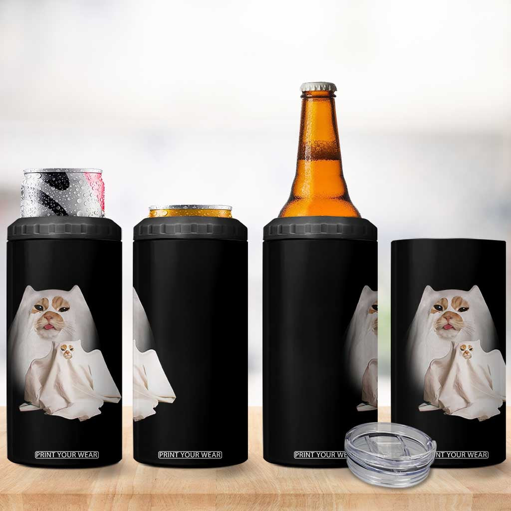 Funny Halloween Ghost Cat Meme 4 in 1 Can Cooler Tumbler TS10 Print Your Wear