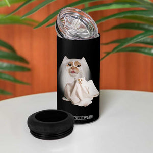 Funny Halloween Ghost Cat Meme 4 in 1 Can Cooler Tumbler TS10 Print Your Wear