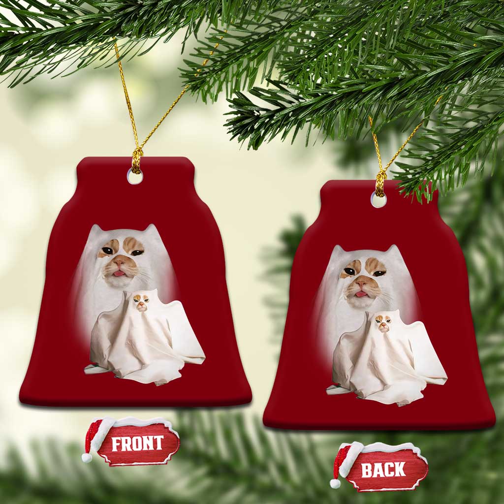 Funny Halloween Ghost Cat Meme Ceramic Ornament TS10 Print Your Wear