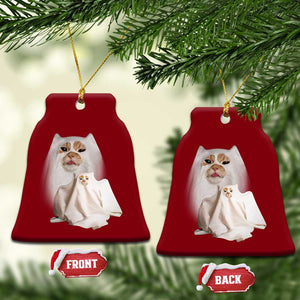Funny Halloween Ghost Cat Meme Ceramic Ornament TS10 Print Your Wear