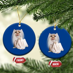 Funny Halloween Ghost Cat Meme Ceramic Ornament TS10 1pc Blue Print Your Wear