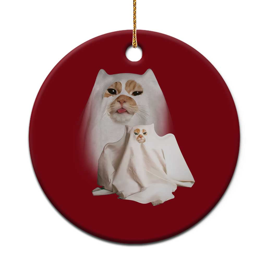 Funny Halloween Ghost Cat Meme Ceramic Ornament TS10 1pc Red Print Your Wear