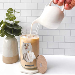 Funny Halloween Ghost Cat Meme Glass Can TS10 Print Your Wear