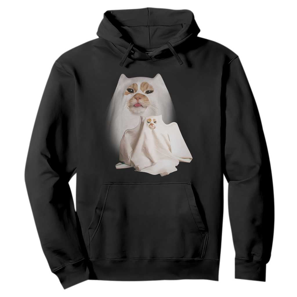 Funny Halloween Ghost Cat Meme Hoodie TS10 Black Print Your Wear