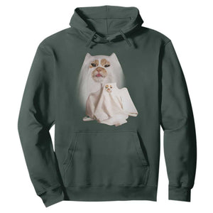 Funny Halloween Ghost Cat Meme Hoodie TS10 Dark Forest Green Print Your Wear