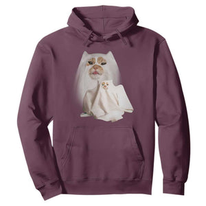 Funny Halloween Ghost Cat Meme Hoodie TS10 Maroon Print Your Wear