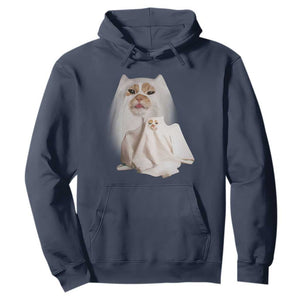 Funny Halloween Ghost Cat Meme Hoodie TS10 Navy Print Your Wear