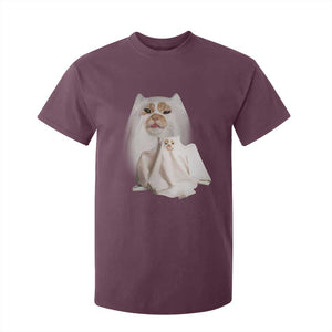 Funny Halloween Ghost Cat Meme T Shirt For Kid TS10 Maroon Print Your Wear