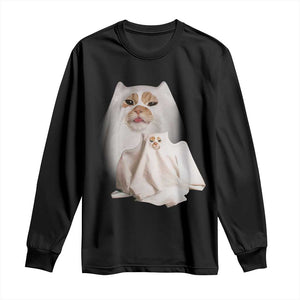 Funny Halloween Ghost Cat Meme Long Sleeve Shirt TS10 Black Print Your Wear
