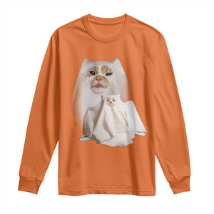 Funny Halloween Ghost Cat Meme Long Sleeve Shirt TS10 Orange Print Your Wear