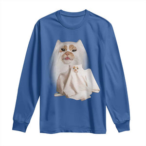 Funny Halloween Ghost Cat Meme Long Sleeve Shirt TS10 Royal Blue Print Your Wear