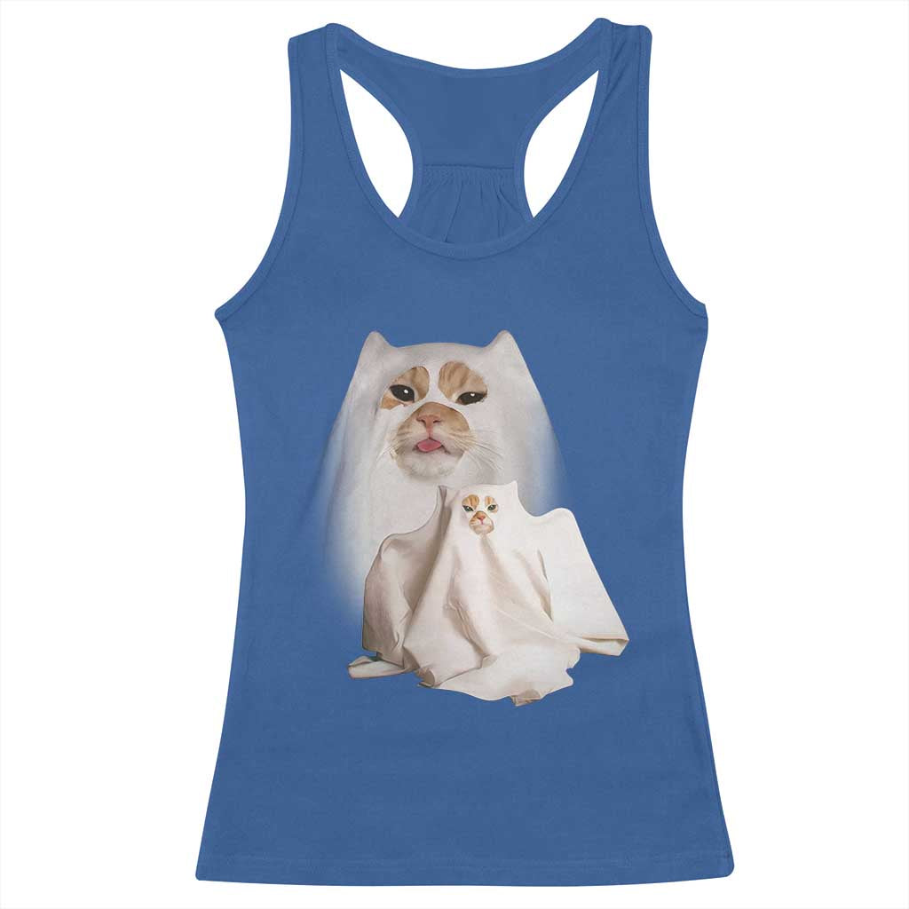 Funny Halloween Ghost Cat Meme Racerback Tank Top TS10 Royal Blue Print Your Wear